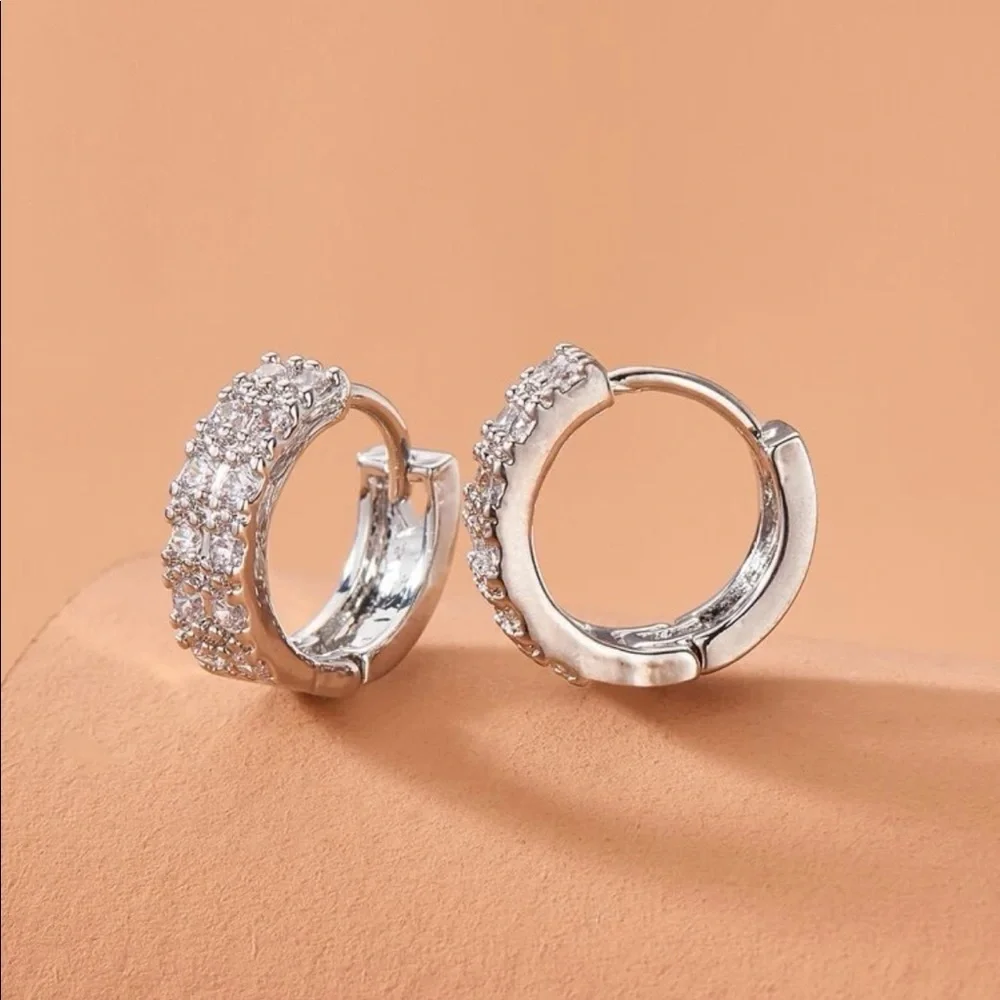 4/$25 Silver Rhinestone Earrings - Picture 2 of 2